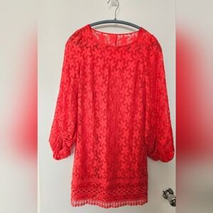 Red lace dress with slip